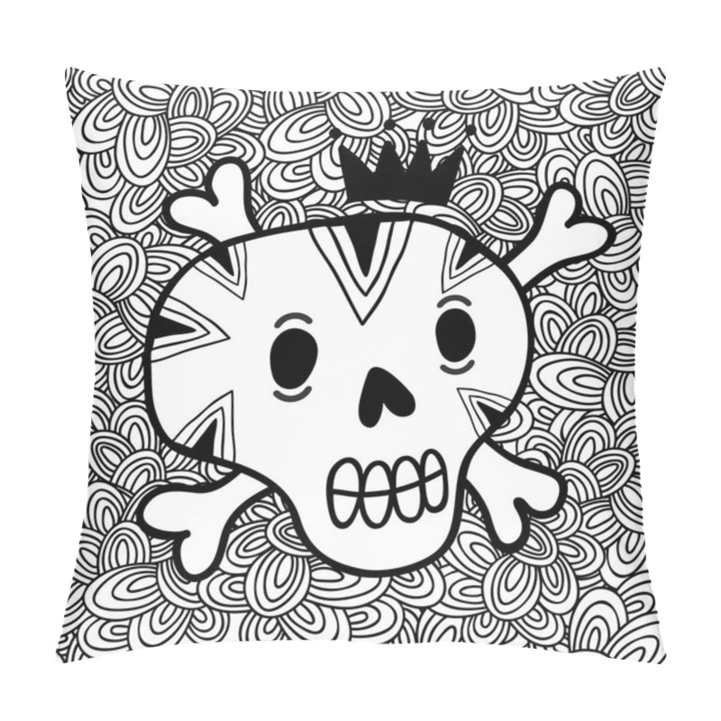 Personality  Seamless Pattern With Cute Dead Human And Bones. Vector Background With Skull In Crown. Pillow Covers