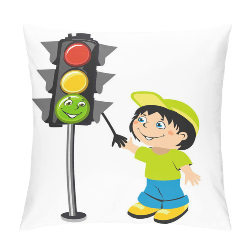 Personality  Cartoon Boy And Traffic Light Pillow Covers