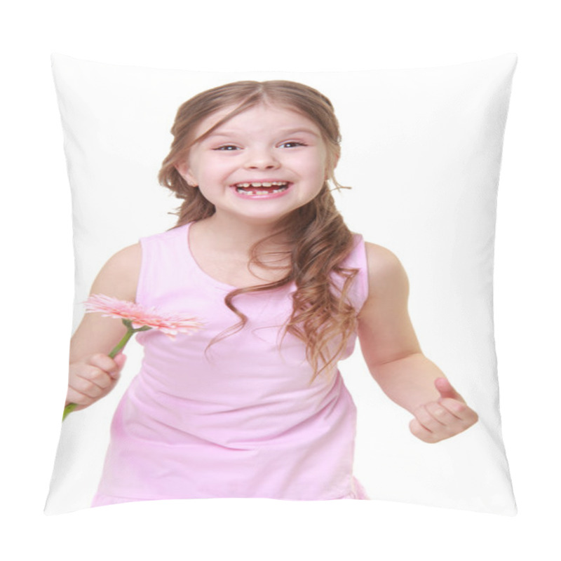 Personality  Lovelyl Little Girl With A Sweet Smile Holding A Beautifu Flower Pillow Covers