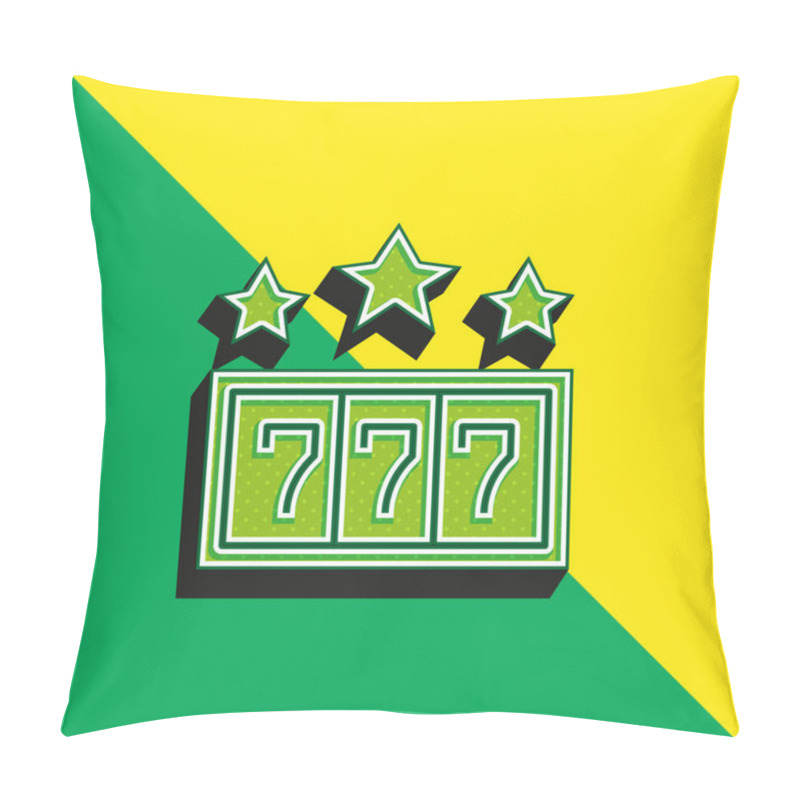 Personality  777 Green And Yellow Modern 3d Vector Icon Logo Pillow Covers