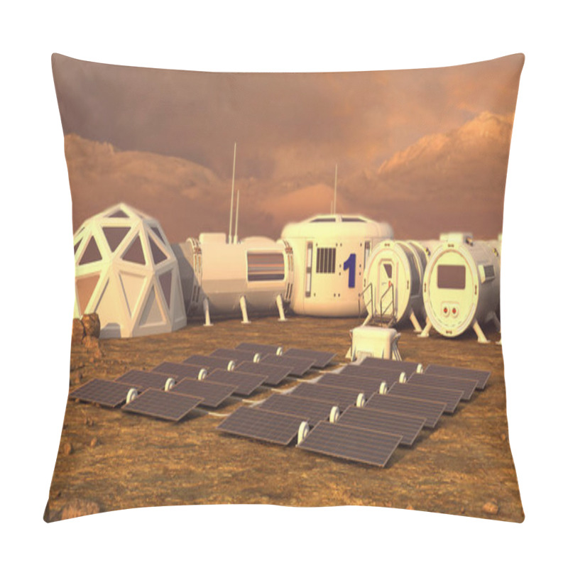 Personality  Mars Planet Satellite Station Orbit Base Martian Colony Space Landscape. Elements Of This Image Furnished By NASA. Pillow Covers