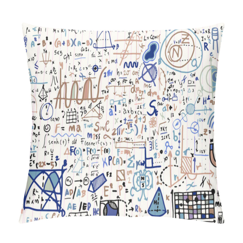 Personality  Physical Formulas And Phenomenons On Note Paper. Hand-drawn Illu Pillow Covers