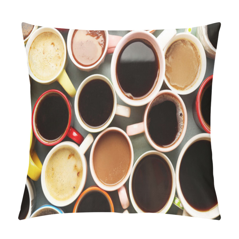 Personality  Many Cups Of Coffee, Top View Pillow Covers