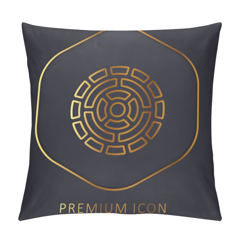 Personality  Aztec Calendar Golden Line Premium Logo Or Icon Pillow Covers