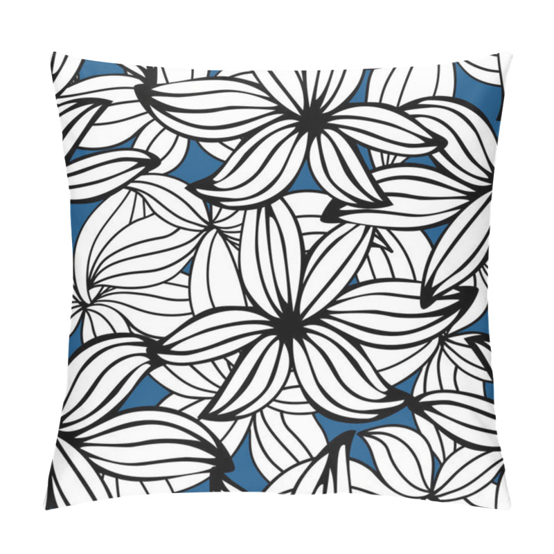 Personality  Beautiful Monochrome Floral Ornament. Vector Seamless Pattern. Pillow Covers