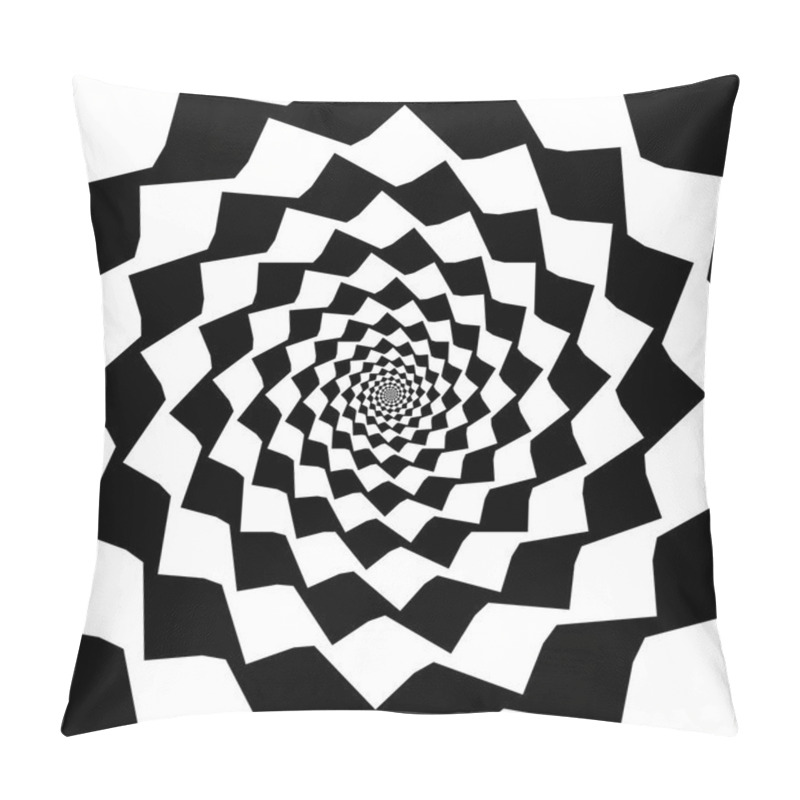 Personality  Design Monochrome Spiral Movement Illusion Background. Abstract Distortion Backdrop. Vector-art Illustration Pillow Covers