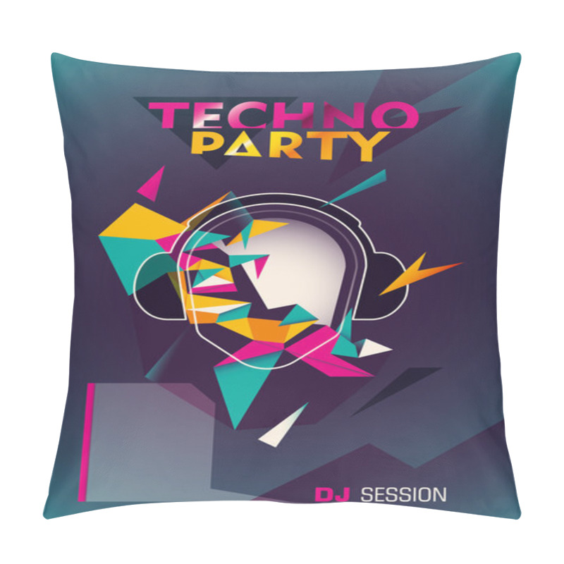 Personality  Techno Party Poster With Abstraction.  Pillow Covers