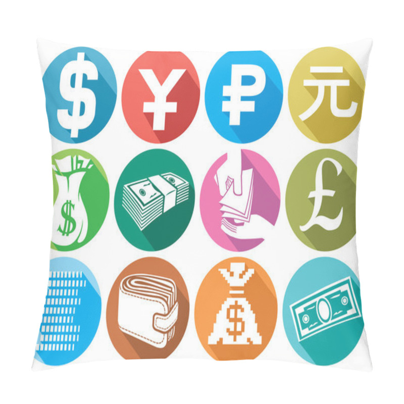 Personality  Money Flat Icons Set Pillow Covers