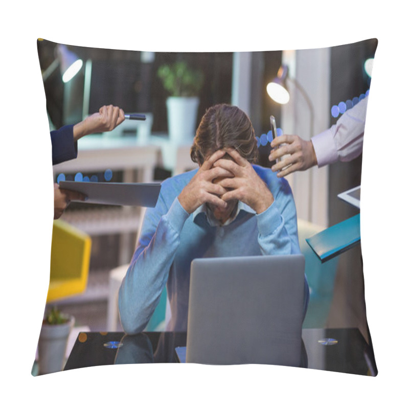 Personality  Frustrated Businessman Sitting In Office Pillow Covers