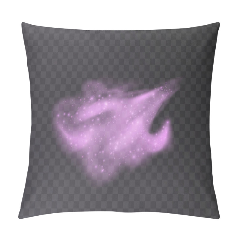 Personality  Magic Sparkle Cloud, Purple Magic Star Dust With Sparks. Shiny Fog, Space Dust With Glowing Flares Isolated On Dark Background. Vector Illustration. Pillow Covers