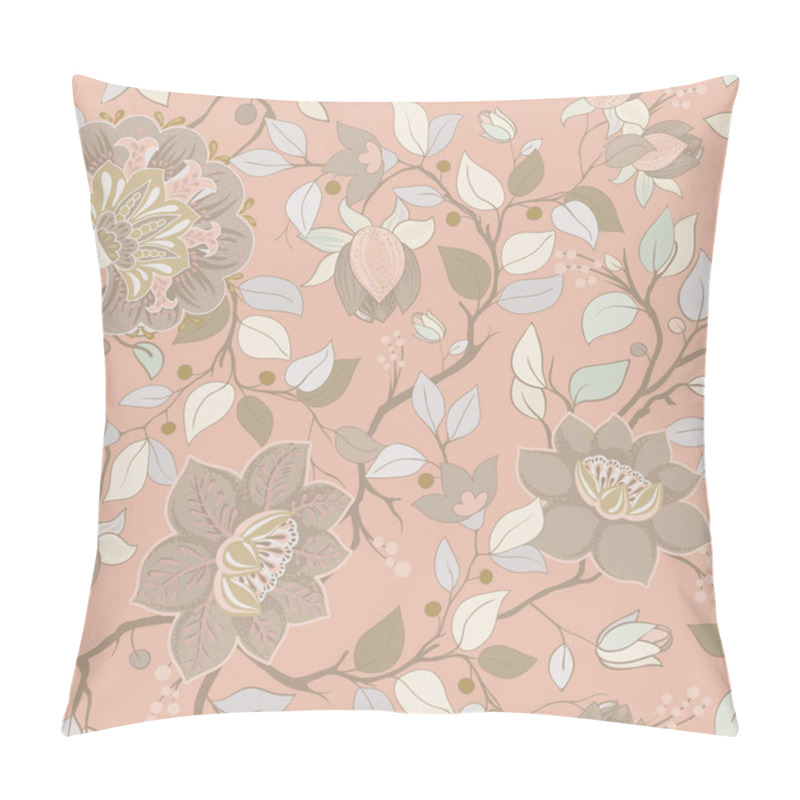 Personality  Light Floral Pattern. Vector Wallpaper With Big Illustration Flowers. Hand Drawn Plants, Roses Pillow Covers