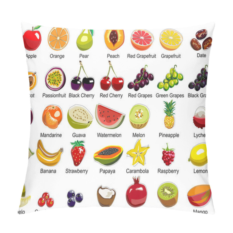 Personality  35 Fruits icons pillow covers