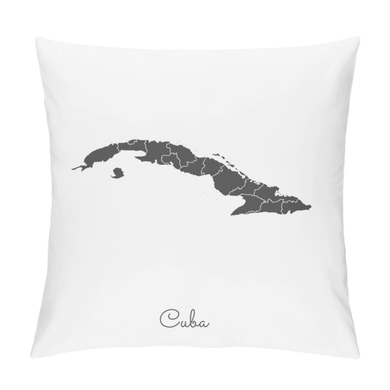 Personality  Cuba Region Map Grey Outline On White Background Detailed Map Of Cuba Regions Vector Pillow Covers