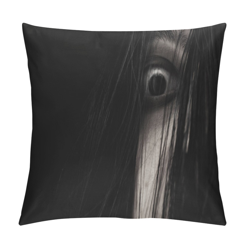 Personality  Close Up Of Scary Ghost Woman Eye  Pillow Covers