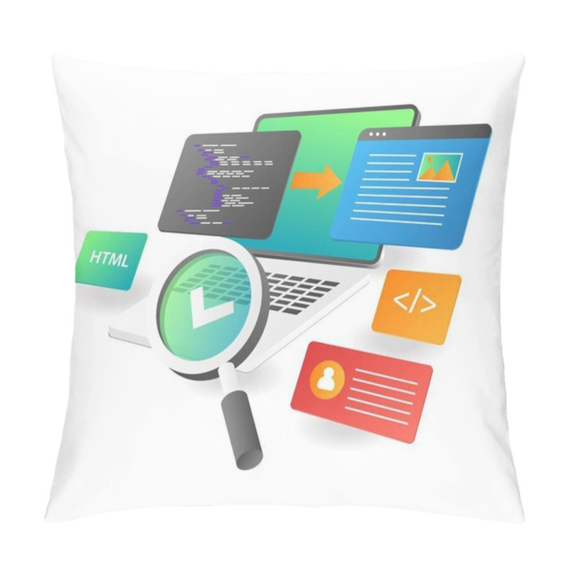 Personality  Web Design Layout With Programming Language Pillow Covers