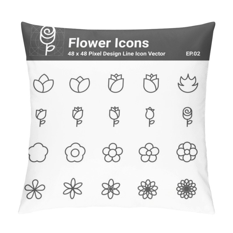 Personality  Flower Icons , Symbol Perfect Design Simple Set For Using In Web Site Infographics Logo Report , Line Icon Vector Illustration  Pillow Covers