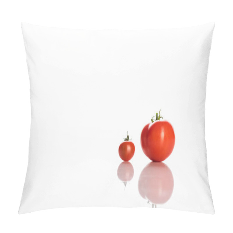 Personality  Red Tomatoes Transformation Phases On White With Copy Space  Pillow Covers