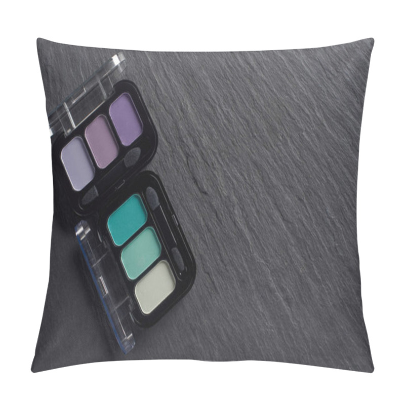 Personality  Set Of Two Eye Shadow Palettes On Dark Slate Background Pillow Covers