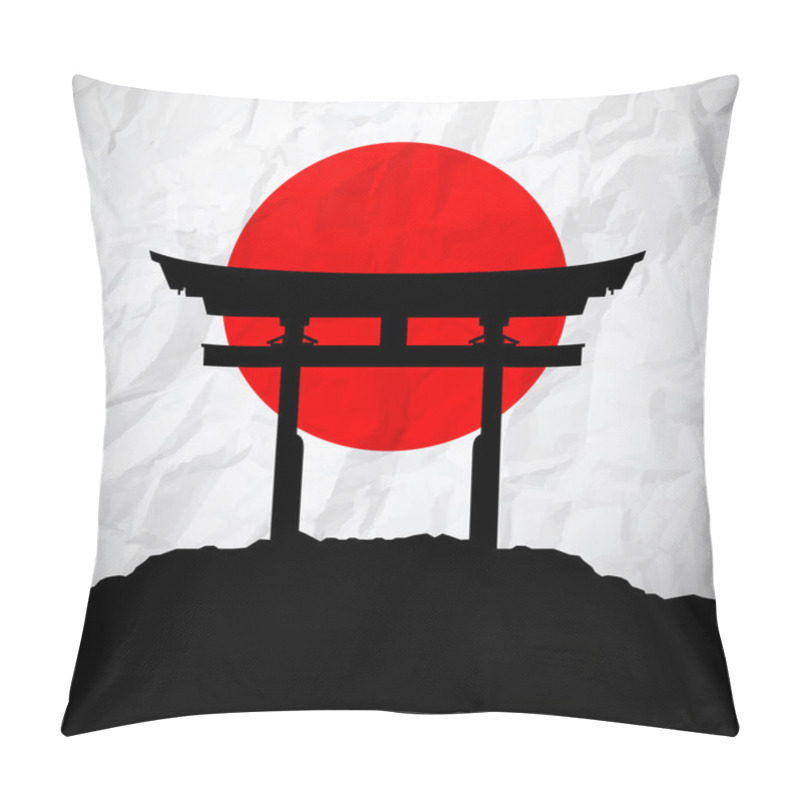 Personality  Japan Flag As Sunrise With Japan Gate Pillow Covers