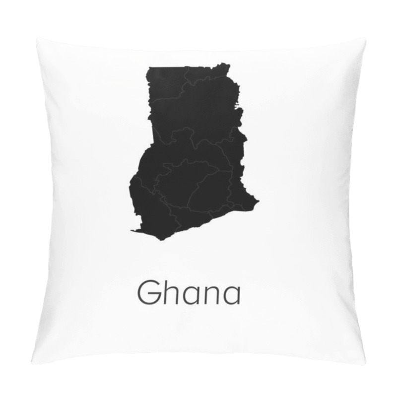 Personality  Ghana Map Vector Illustration - Silhouette, Outline, Ghana Travel And Tourism Map Pillow Covers