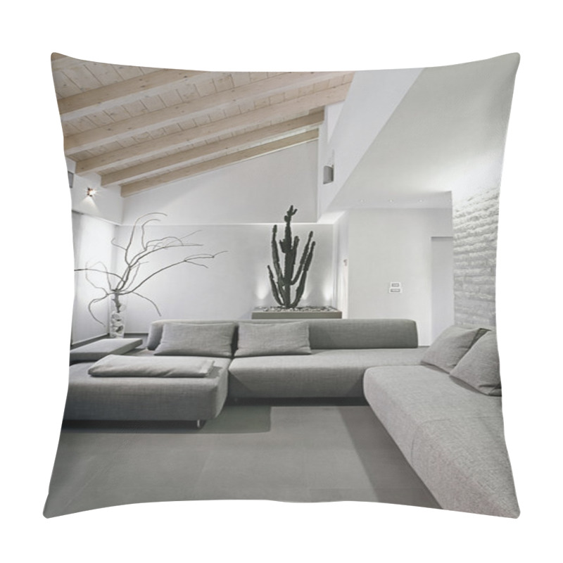 Personality  Modern Gray Sofa In The Attic Room Pillow Covers