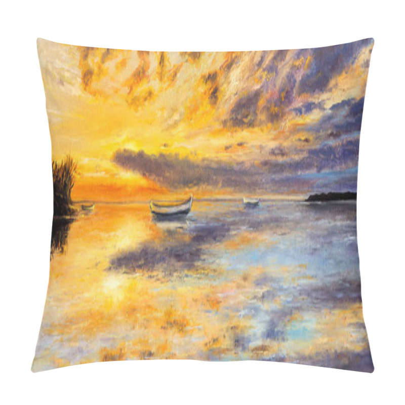 Personality  Boat And Sunset Pillow Covers