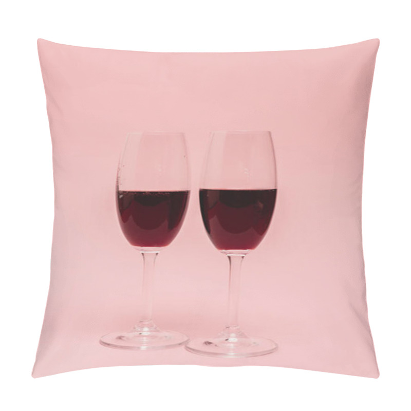 Personality  Red Wine In Glasses Isolated On Pink Pillow Covers