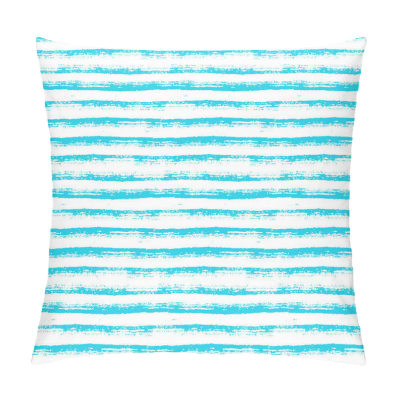 Personality  Abstract Seamless Pattern With Paint Brush Lines. Blue And White Striped Background With Hand Drawn Stripes. Vector Texture. Pillow Covers