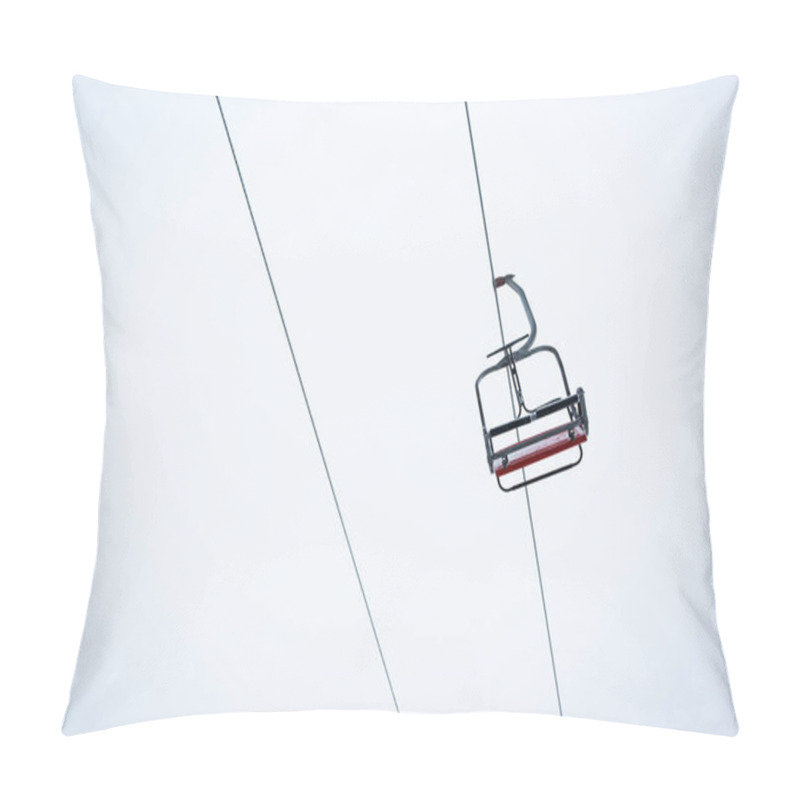 Personality  Seat Of Gondola Lift Against Pure White Sky Background Pillow Covers