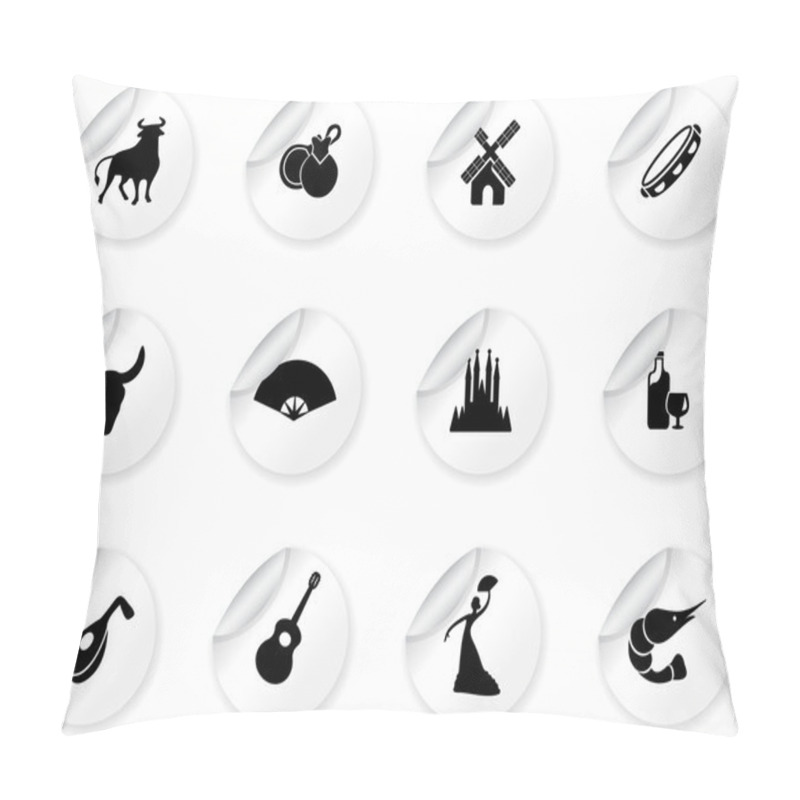 Personality  Stickers With Spain Culture Icons Pillow Covers