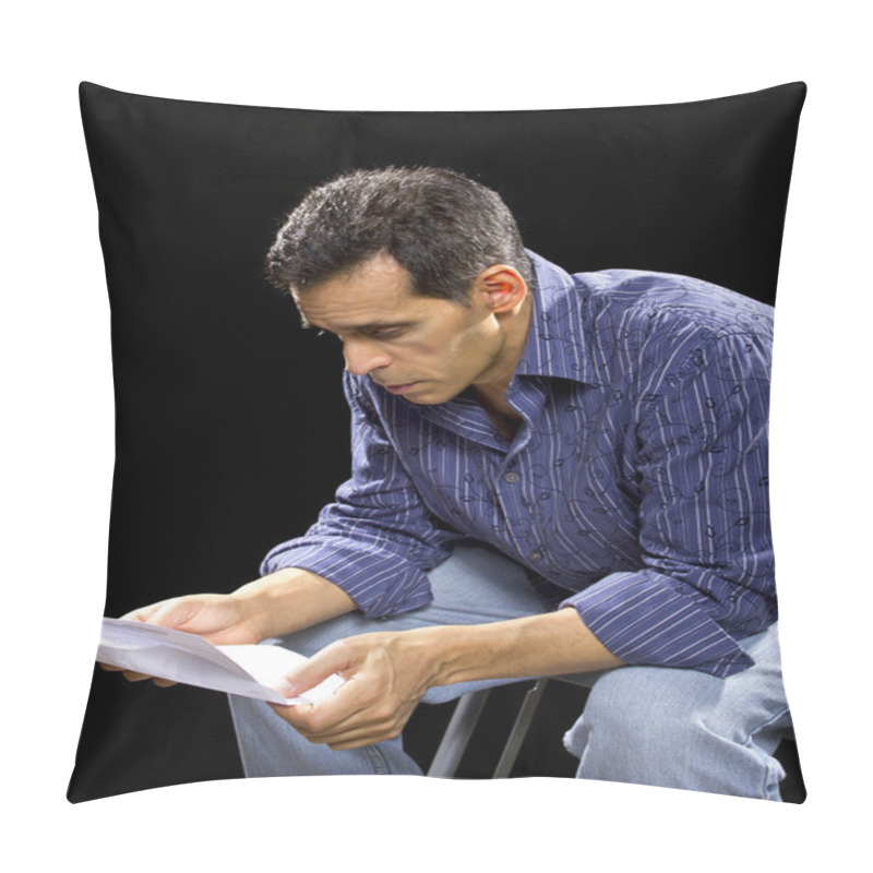 Personality  Stressed Man Reading Bills Pillow Covers