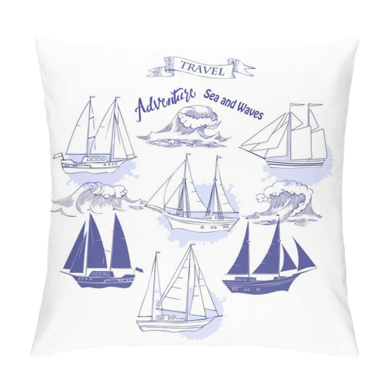 Personality  Background With Ships And Waves Pillow Covers