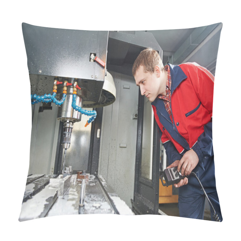 Personality  Worker Operating CNC Machine Center Pillow Covers