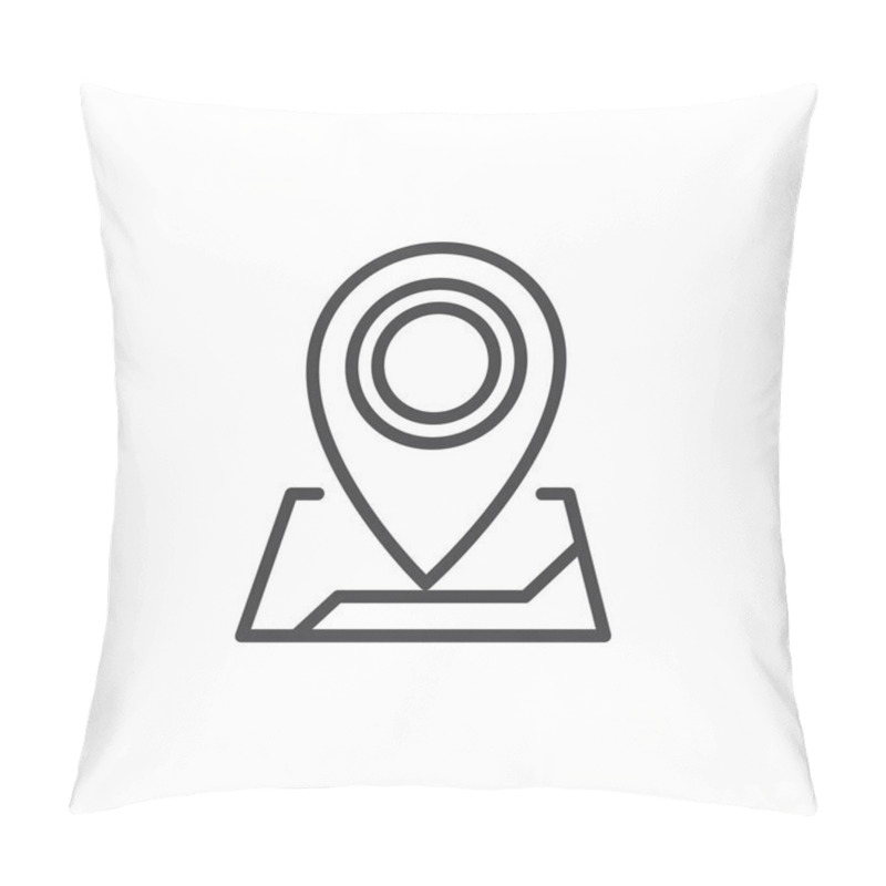 Personality  Map Pointer Line Icon, Outline Vector Sign, Linear Style Pictogram Isolated On White. Address Location Symbol, Logo Illustration. Editable Stroke. Pixel Perfect Vector Graphics Pillow Covers