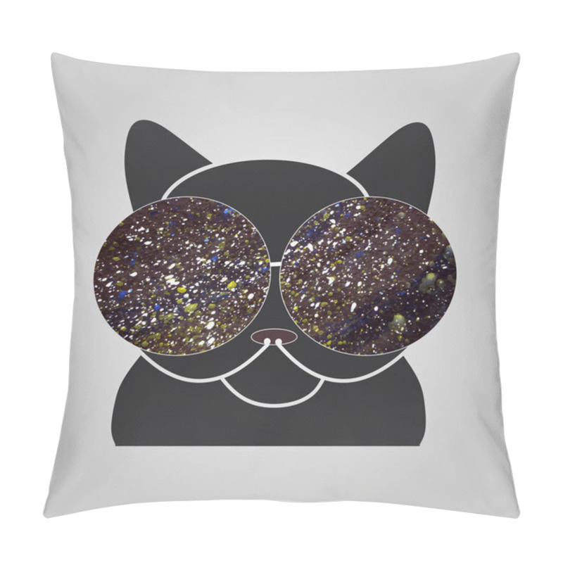 Personality  Cat In Glasses Sees A Space Pillow Covers