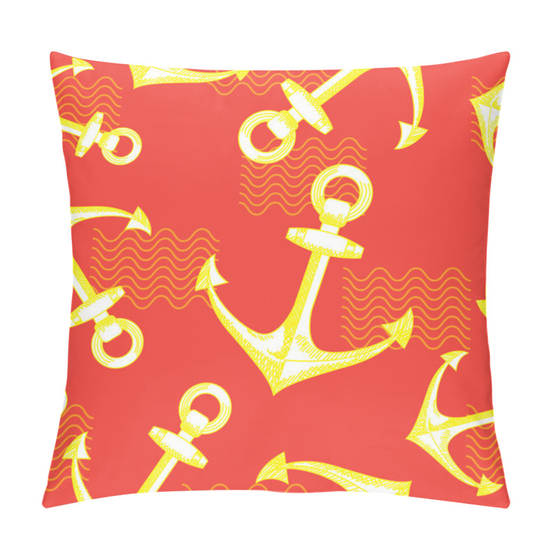 Personality  Anchors And Waves. Seamless Vector Pattern. Pillow Covers