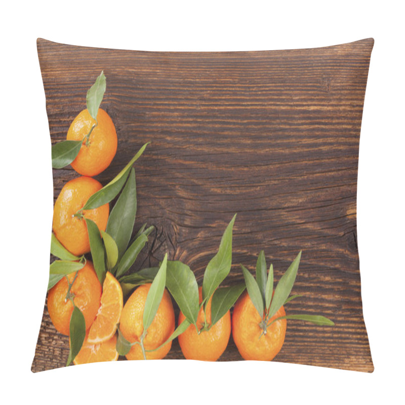 Personality  Fresh Ripe Mandarines On Wooden Table. Pillow Covers