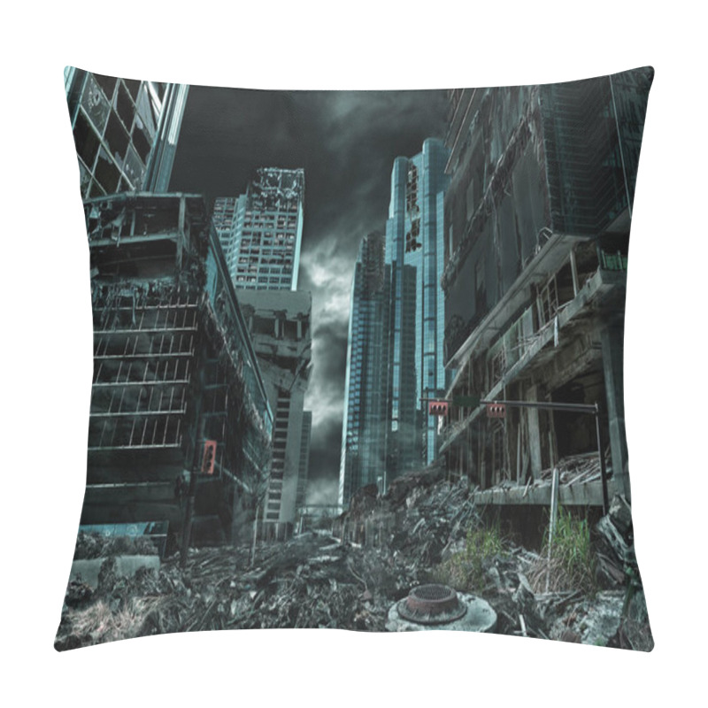 Personality  Cinematic Portrayal Of Destroyed And Deserted City Pillow Covers