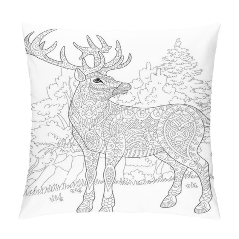 Personality  Zentangle Stylized Deer Pillow Covers