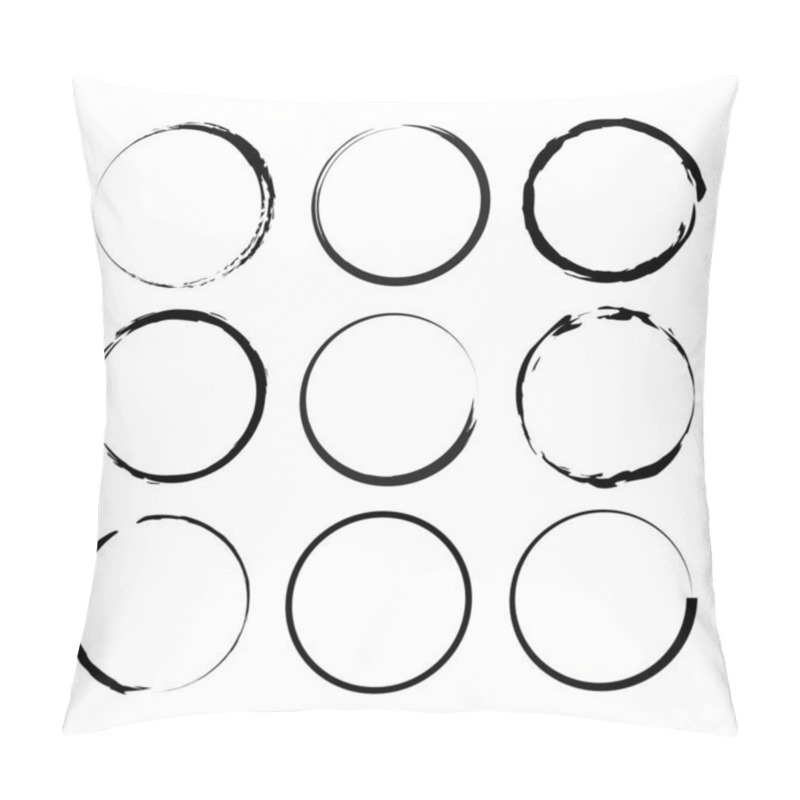 Personality  Abstract Brush Circles. Circle Frame Set. Round Frame Set. Round Shape. Vector Illustration. Stock Image. EPS 10. Pillow Covers