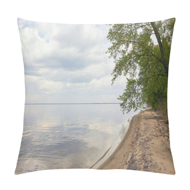 Personality  Peaceful Landscape Of Blue Sky And River With Tree On Sand Beach Pillow Covers