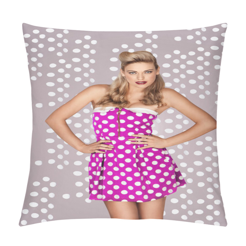 Personality  Retro Fashion Model In Polka Dot Dress Pillow Covers