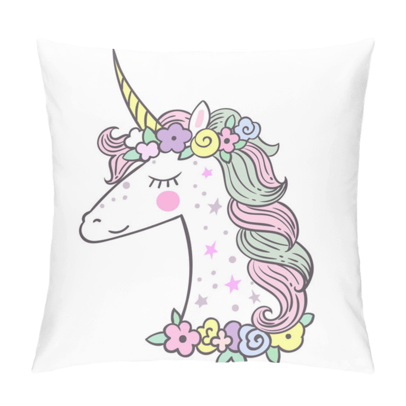 Personality  Vector Illustration Design Of Cute Magic Unicorn And Fairy Elements Collection Pillow Covers