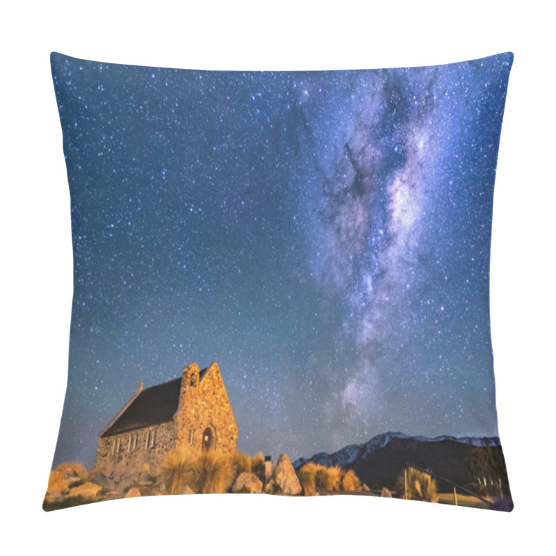 Personality  Milky Way Rising Above Church Of Good Shepherd, Tekapo NZ With Aurora Australis Or The Southern Light Lighting Up The Sky . Noise Due To High ISO; Soft Focus / Shallow DOF Due To Wide Aperture Used. Pillow Covers