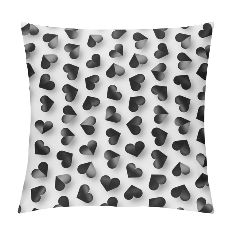 Personality  Seamless Monochrome Pattern With Hearts. Repeating Scattered Shapes Texture. Pillow Covers