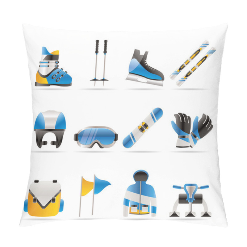 Personality  Ski And Snowboard Equipment Icons Pillow Covers