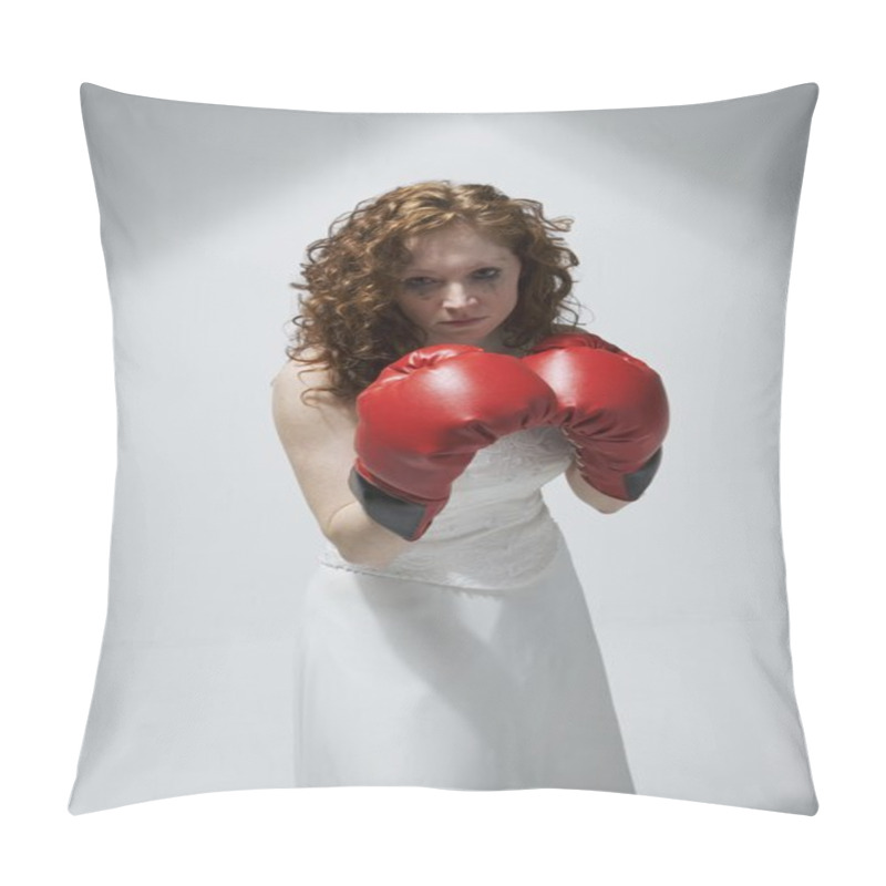 Personality  Woman Wearing Boxing Gloves And A Wedding Dress Pillow Covers