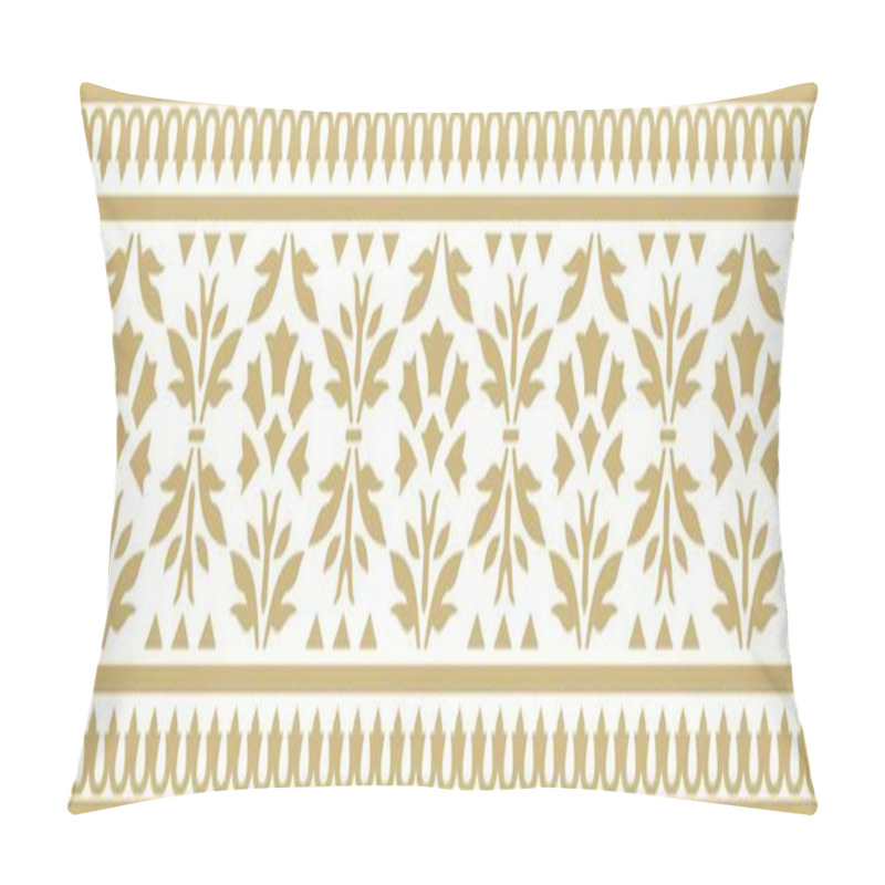 Personality  Vector Golden Endless Turkish National Ornament. Seamless Ottoman Border, Frame. Ethnic Floral Pattern Of Seljuk Turks. Decoration Of The Sultan's Palaces Pillow Covers