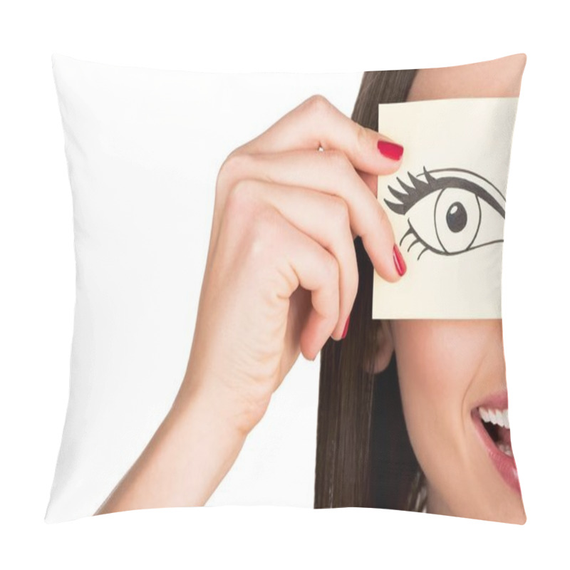 Personality  Woman Covering Eye With Sticker Pillow Covers