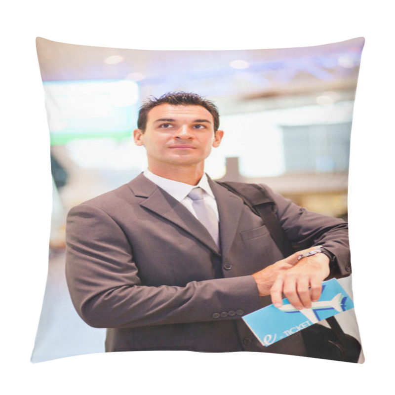 Personality  Businessman Checking Flight Departure Time Pillow Covers